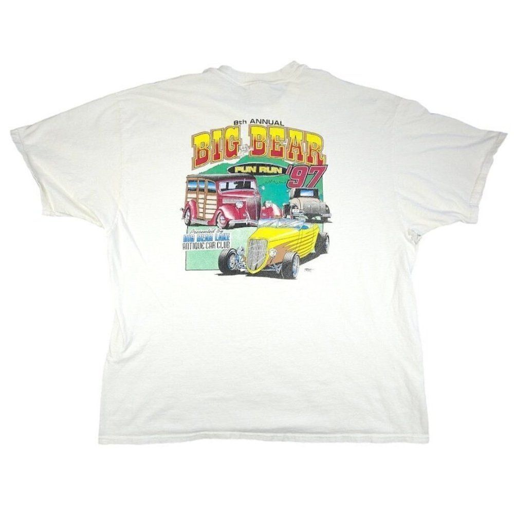 Vintage Big Bear Fun Run T Shirt Mens Size 2XL White 90s 1997 Car Show Cali